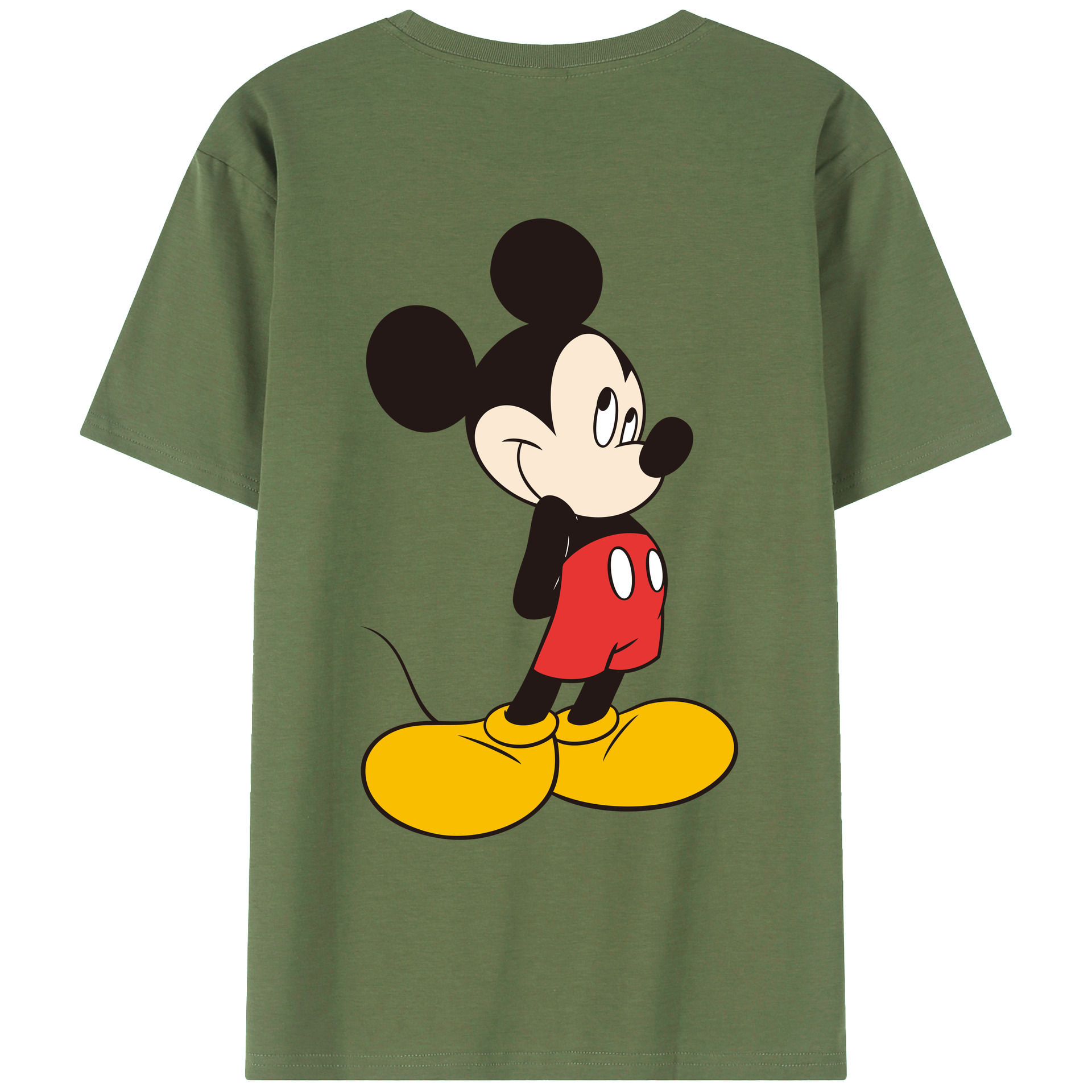 ミッキーマウス Mickey Mouse 綿100％ メンズ半袖Tシャツ（バックプリント） 通気性